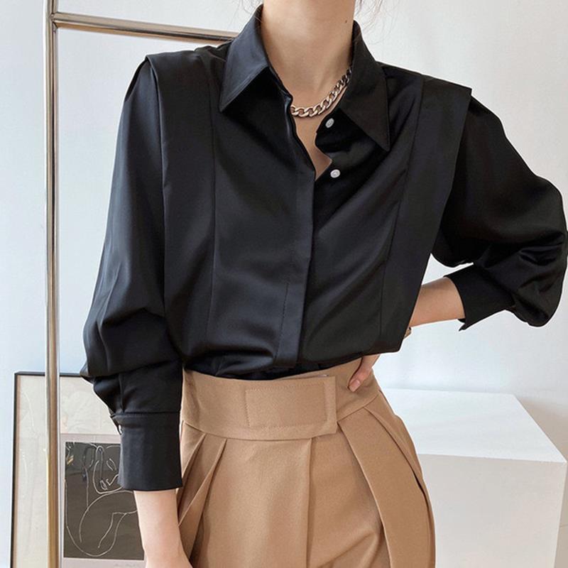 Women's Vintage Satin Ruffled Shirt