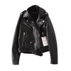 Women's Black PU Leather Zip Jacket