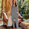 Solid Color And V-neck Pocket Overalls Women's Clothing