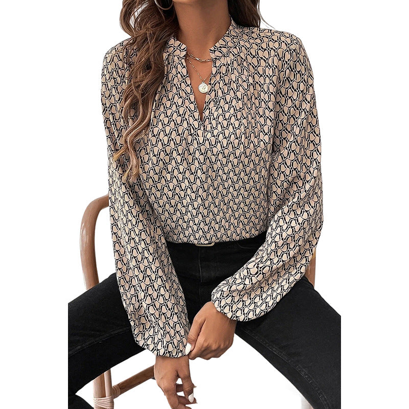 Autumn New Pullover V-neck Long Sleeve Top Women