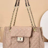 Women's Solid Color Simple Embroidery Thread Rhombus Large Capacity Chain Shoulder Messenger Bag