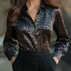 High Elastic Satin Printed Leopard Print Spring And Autumn Leisure Loose Shirt