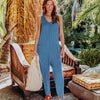 Solid Color And V-neck Pocket Overalls Women's Clothing