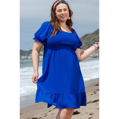 Loose Plus Size Short Sleeve Dress Fashion Cute Ruffled Women