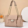 Women's Solid Color Simple Embroidery Thread Rhombus Large Capacity Chain Shoulder Messenger Bag