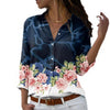 Fashion Printing Lapel Long Sleeve Shirt For Women