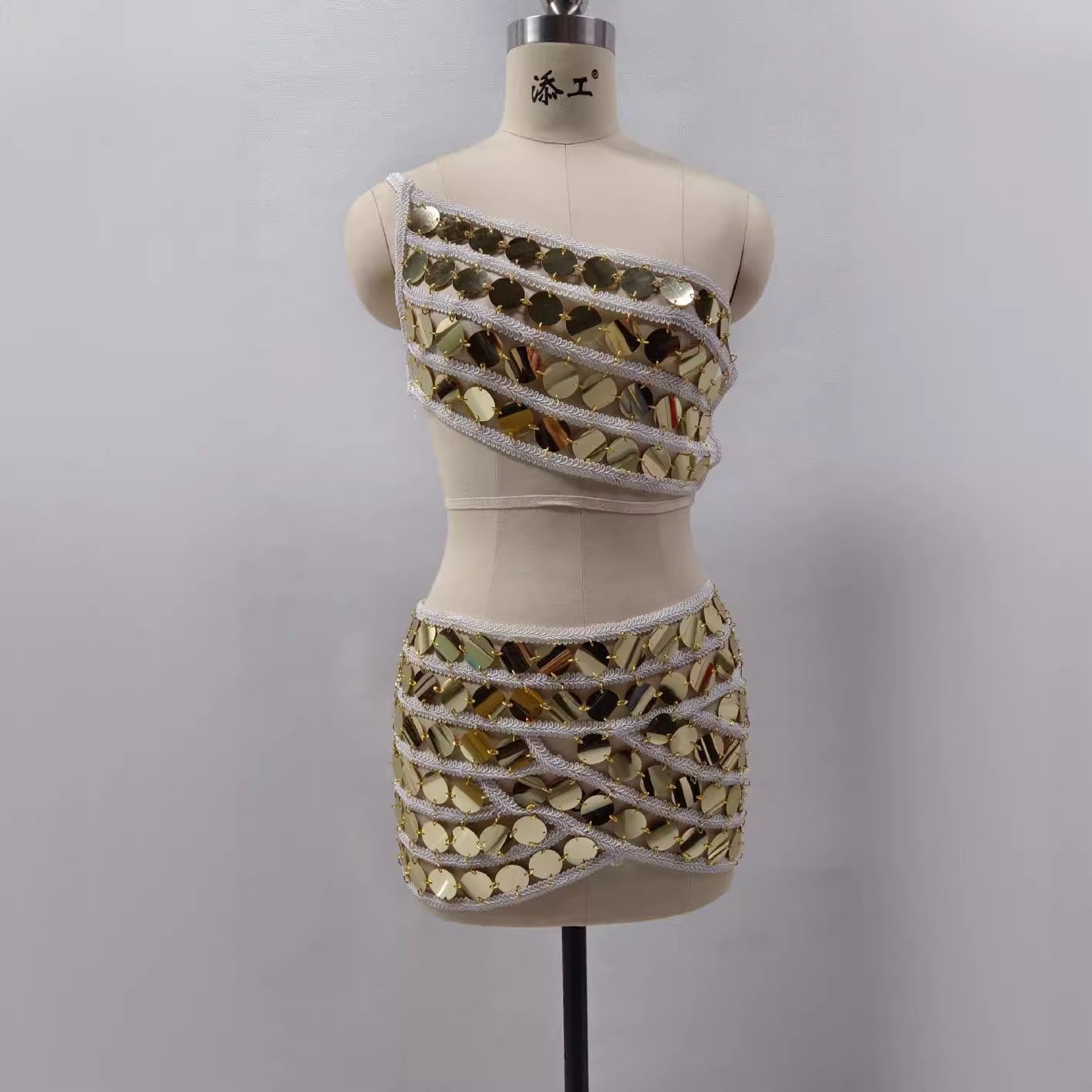 Sequined Vest Miniskirt Two-piece Set