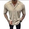 Men's Cardigan Solid Color Short Sleeve Shirt