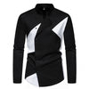 Men's Color Collision Design Casual Fashion Long Sleeve Shirt