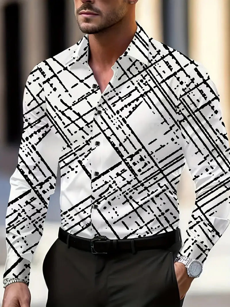 Breathable Volkswagen Casual Versatile Lattice Men's Long Sleeve Shirt