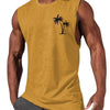 Coconut Tree Embroidery Vest Summer Beach Tank Tops Workout Muscle Men Sports Fitness T-shirt