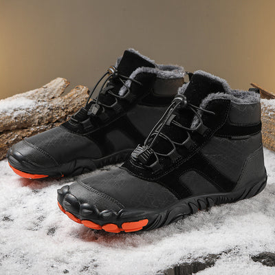 Fleece-lined Water-repellent Five-finger Snow Boots Thermal Non-slip Cotton-padded Shoes