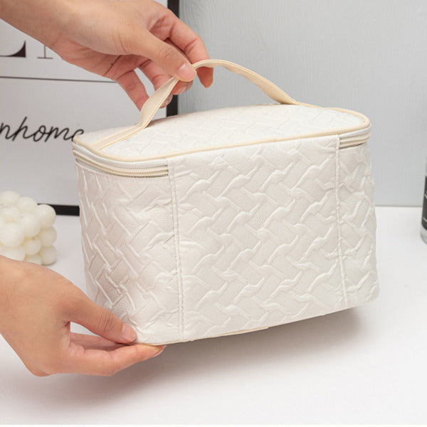 White Large Capacity Portable Travel Makeup Bag