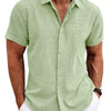 Men's Solid Color Loose Linen Short-sleeved T-shirt