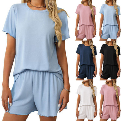 Women's Short-sleeved Suit Solid Color Shorts Pajamas Homewear Clothing