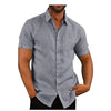 Men Short Sleeve Summer Solid Shirts Casual Loose Tops Tee