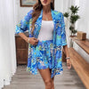 Holiday Floral Print Elegant Two-piece Shirt