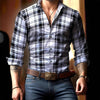 Breathable Volkswagen Casual Versatile Lattice Men's Long Sleeve Shirt