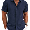 Men's Solid Color Loose Linen Short-sleeved T-shirt