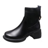 Women's Chunky Heel Square Toe Martin Boots