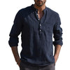 Men Vintage White Shirt Button Linen Shirts