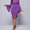 Women's Solid Color Lace Sleeve Casual Hip Hugging Dress