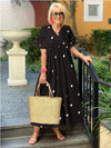 New Women's Polka Dot V-neck Short Sleeve Girdle Dress