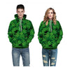 Men Fashion Green Big Leaf Hoodie