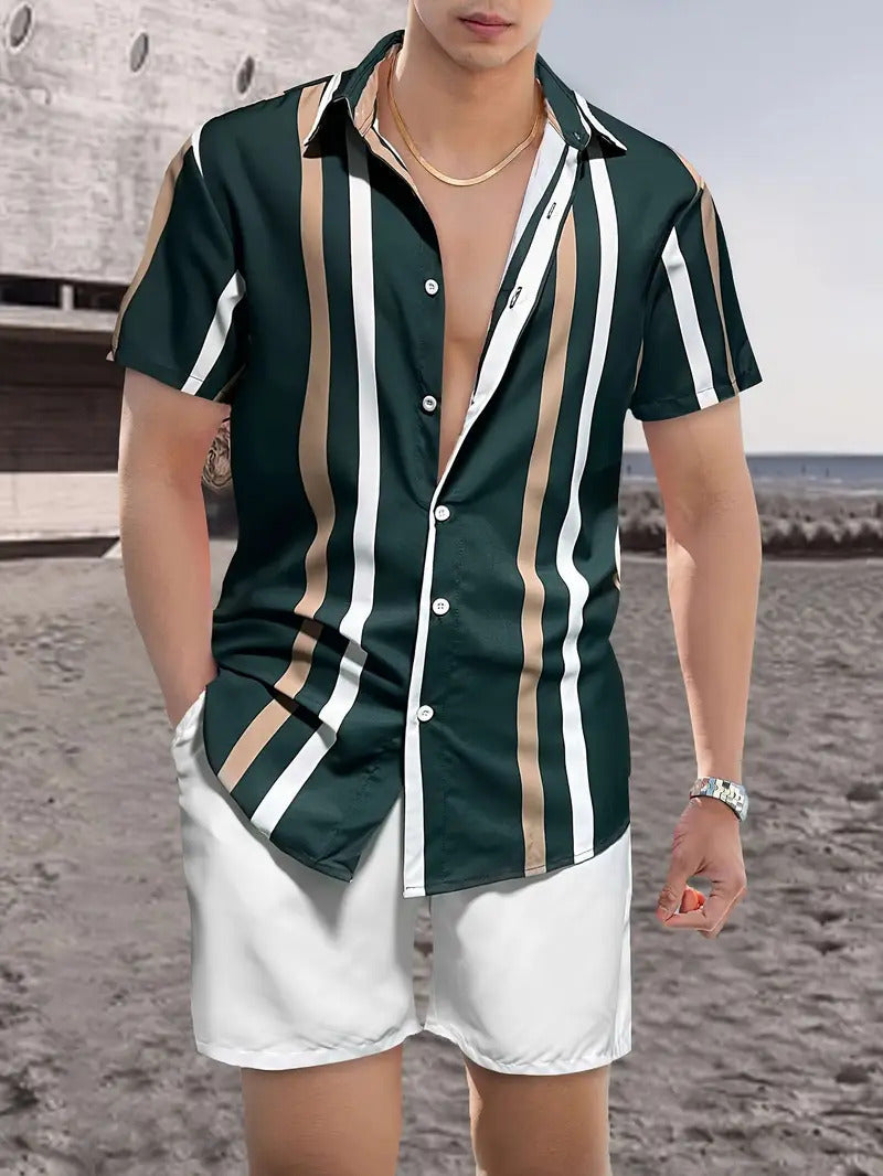 Men's Loose Casual Geometric Short Shirt