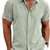 Men's Solid Color Loose Linen Short-sleeved T-shirt