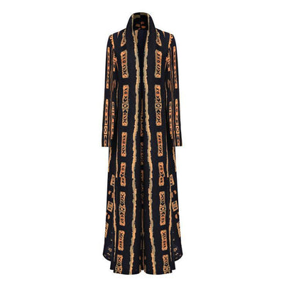 Travel Style Printed Pleated Robe Women's Clothing