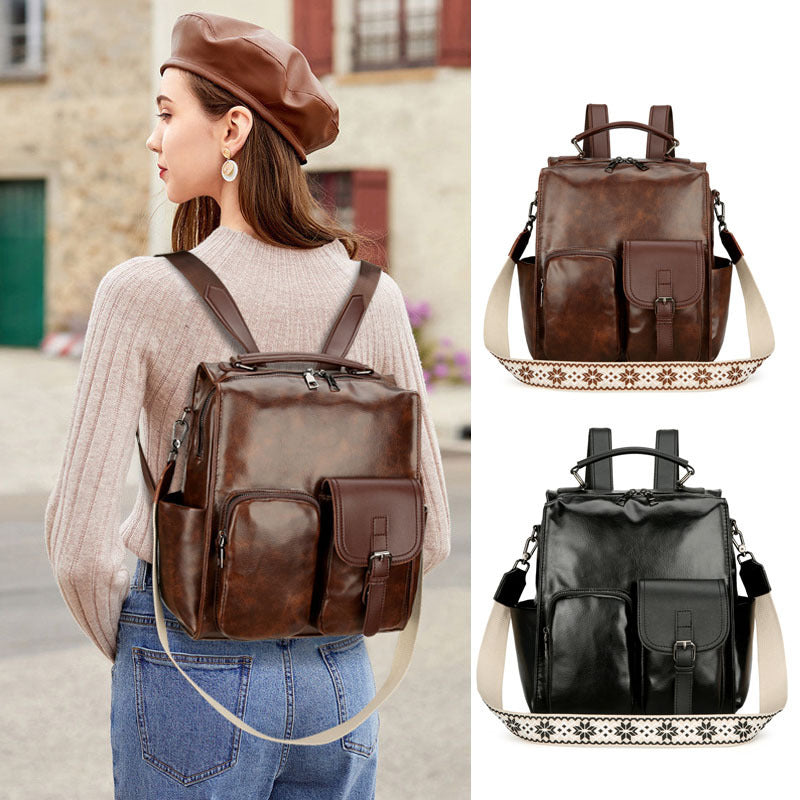 Preppy Style Casual Backpack Large Capacity Retro Schoolbag