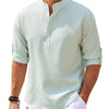 Men's Casual Shirt  Long Sleeve Stand Collar Solid Color Shirt Mens Clothing