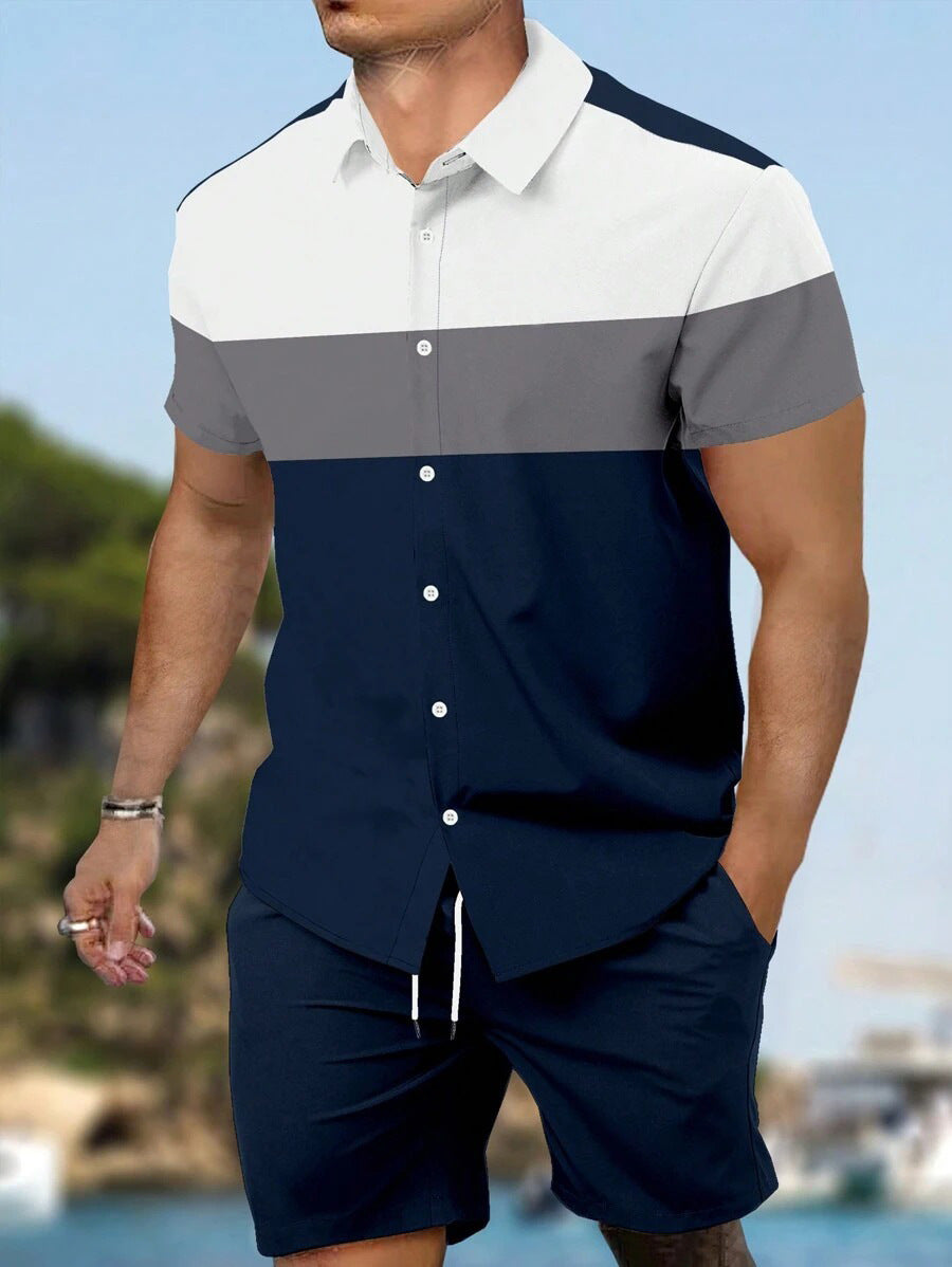 Men's Loose Casual Geometric Short Shirt