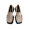 British Style Vintage Gold Velvet Chunky Heel Platform Loafers Women