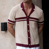 Men's Lapel Short Sleeve Color Matching Casual Shirt