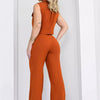 I-shaped Pocket Vest Straight Tailor Blouse And Pants