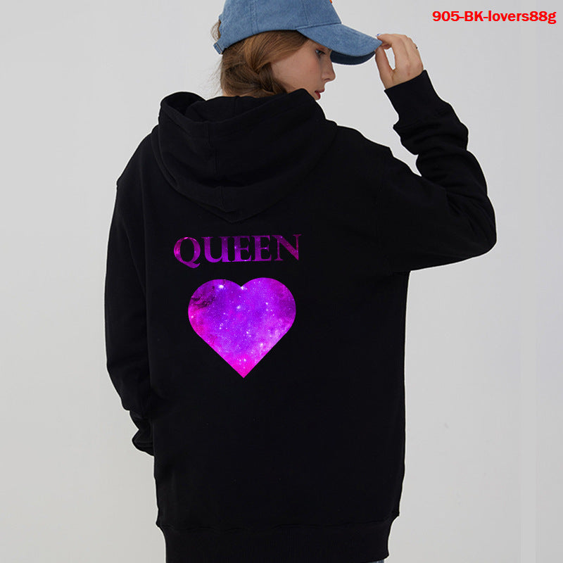 Women Hoodies King Queen Printed Sweatshirt Lovers