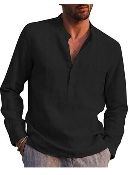 Men's Long Sleeve Casual Beach Linen Shirt