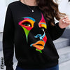 Ladies' Round Neck Face Printed Casual Fashion Hoodie