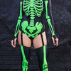 Fluorescent Blue Skull Style Digital Printing Cosplay Tights Cover