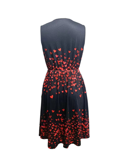 Ladies' V-neck Heart-shaped Printed Casual Off Shoulder Dress