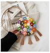 Ethnic Fluffy Bag For Women, 2025 New Fashion Trend, Floral Small Round Bag, Stylish And Versatile, Can Be Worn On One Shoulder Or Cross-body