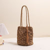 Fashion Tassel Shoulder Straw Bag Fan Hollow Beach Bag