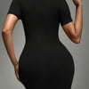 Ladies' Round Neck Solid Color Slim Fit Fashionable Dress