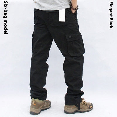 Multi-Pocket Workwear Casual Trousers Straight Work Uniforms Men's Pants