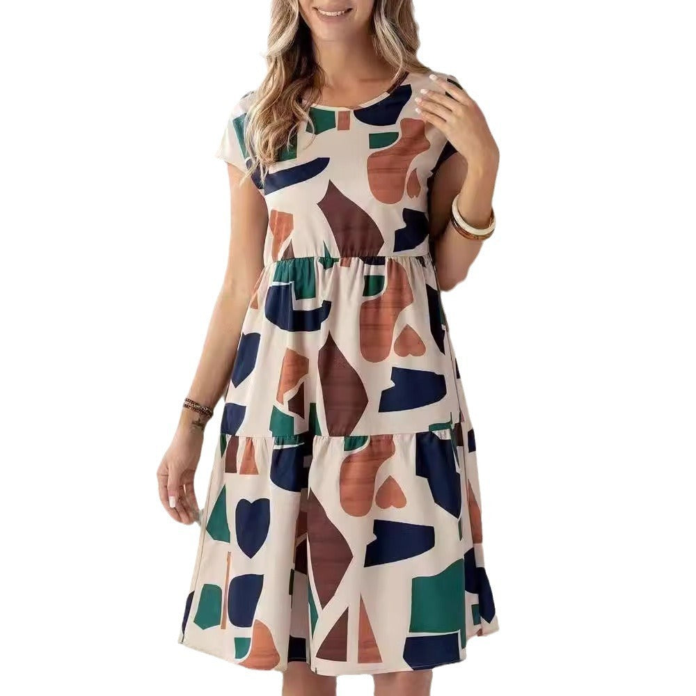 Fashion Casual Multicolor Printed Women's Dress