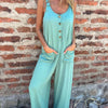 Women's Jumpsuit With Pockets Solid Color Loose Casual Buttons Long Pants Summer