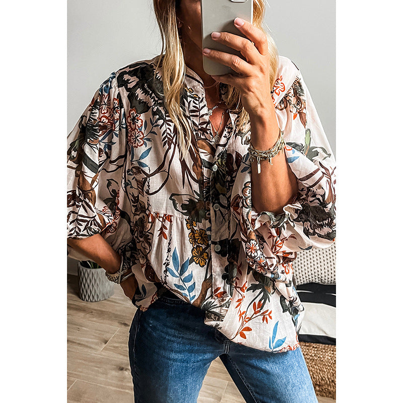 All-match Floral Print Shirt For Women