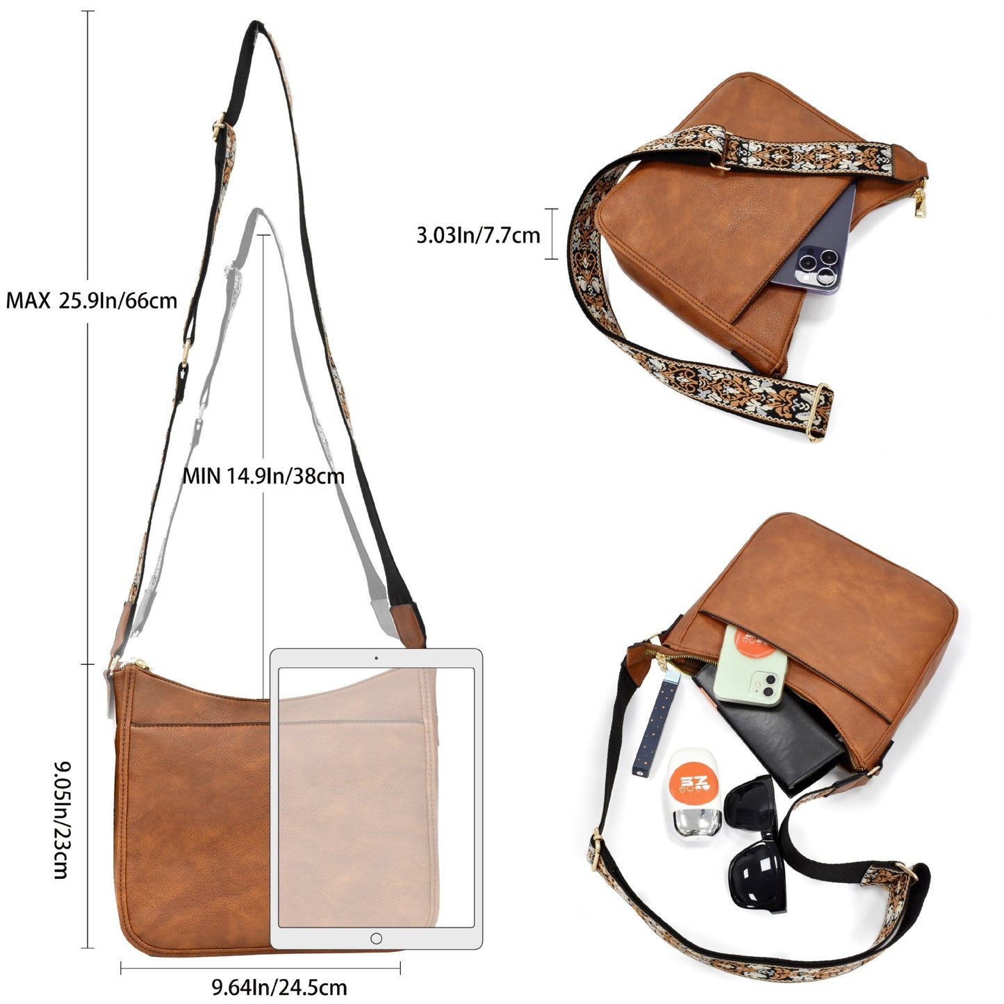 Wide Shoulder Strap Large Capacity Multi-functional Stitching Shoulder Bag